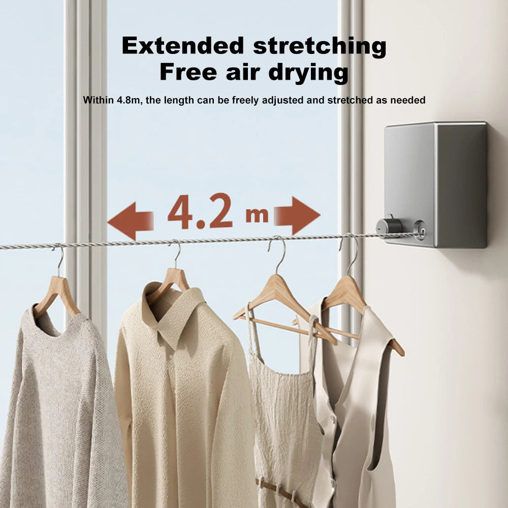 Retractable Clothesline Stainless Space-Saving Clothes Drying Rack